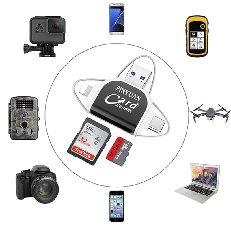 New Multi-Port 4 in 1 Universal SD TF Card Reader